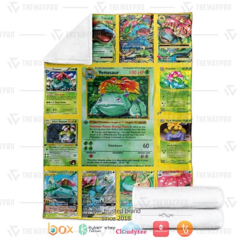 Anime-Pokemon-Venusaur-Cards-Version-2-Soft-Blanket-3