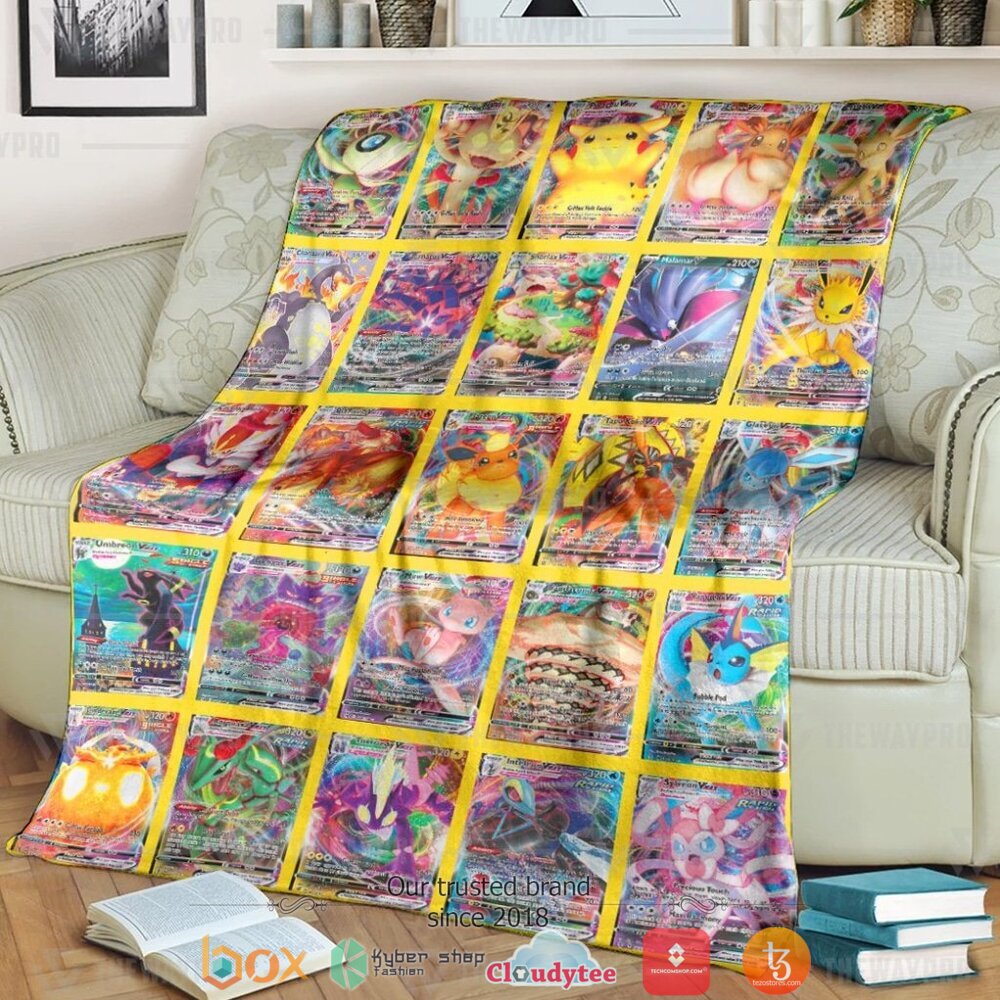 Anime Pokemon Vmax Cards 2 Soft Blanket Anime Pokemon Vmax Cards 2 Soft Blanket