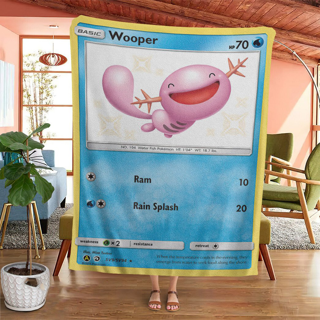 Anime Pokemon Wooper Dragon Majesty Cards Custom Soft Blanket Anime Pokemon Wooper Dragon Majesty Cards Custom Soft Blanket