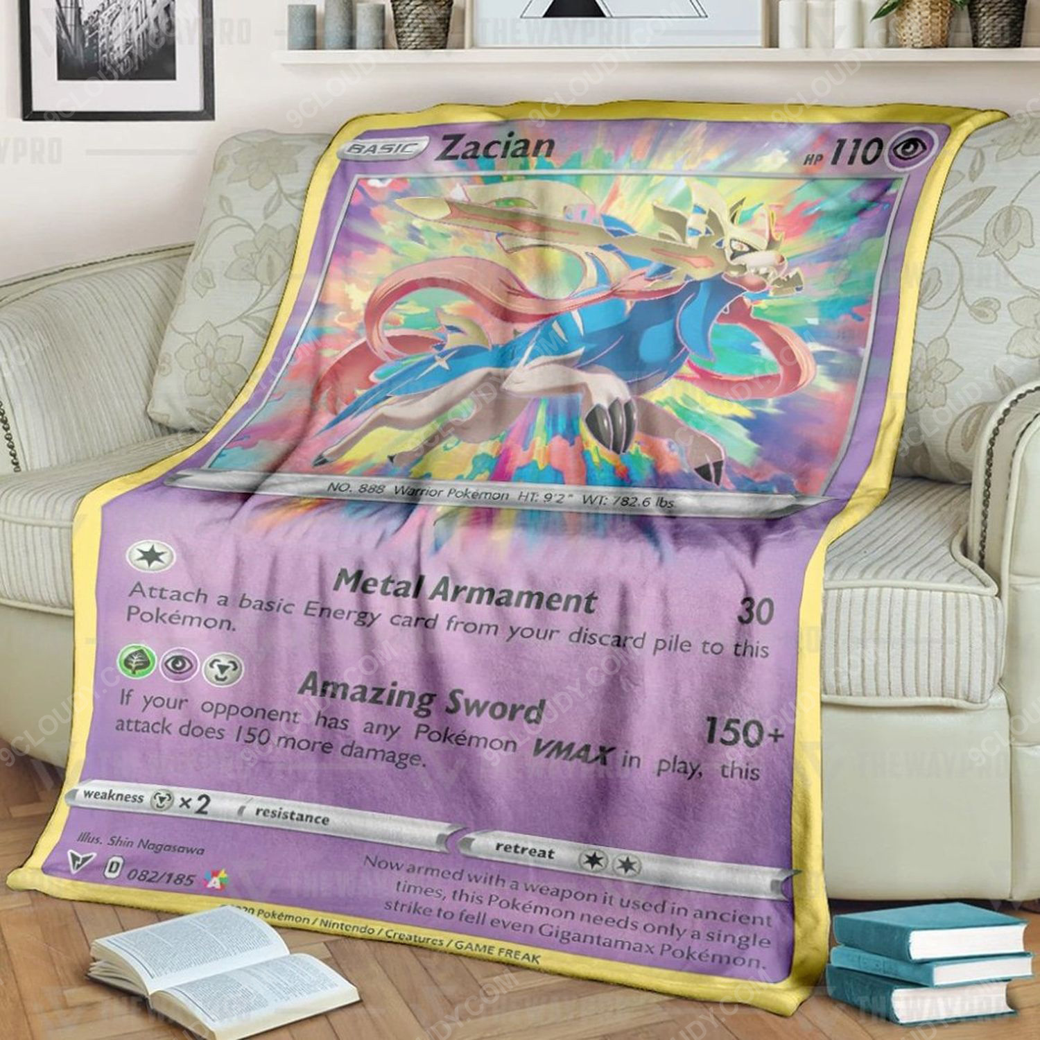 Anime Pokemon Zacian Full Print Soft Blanket Anime Pokemon Zacian Full Print Soft Blanket