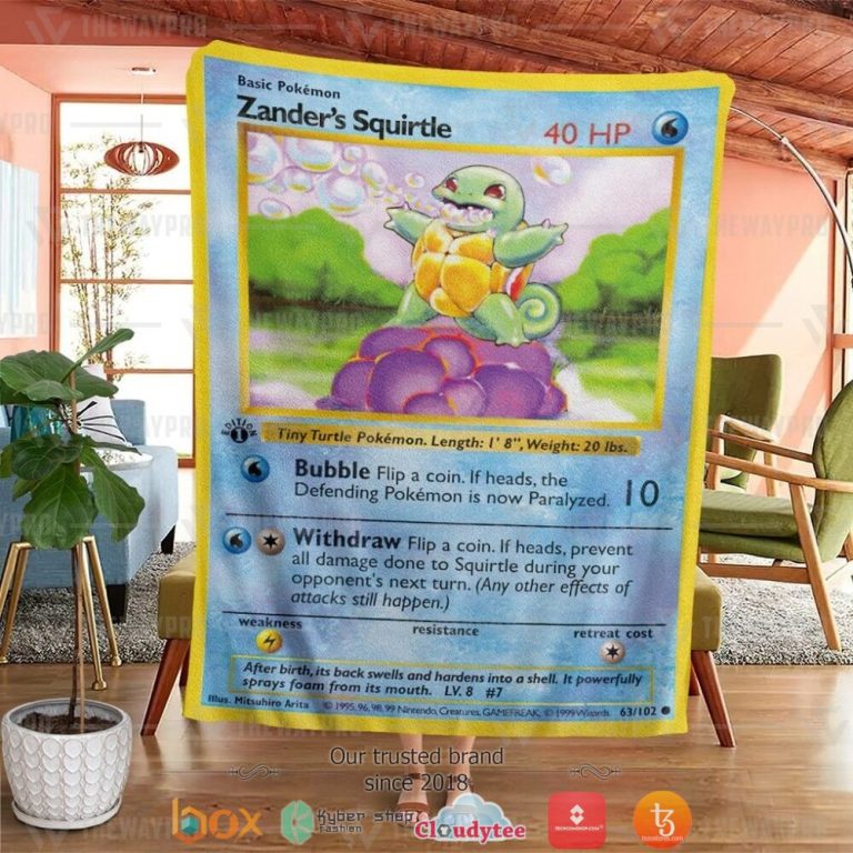 Anime-Pokemon-ZanderS-Squirtle-First-Edition-Soft-Blanket-1
