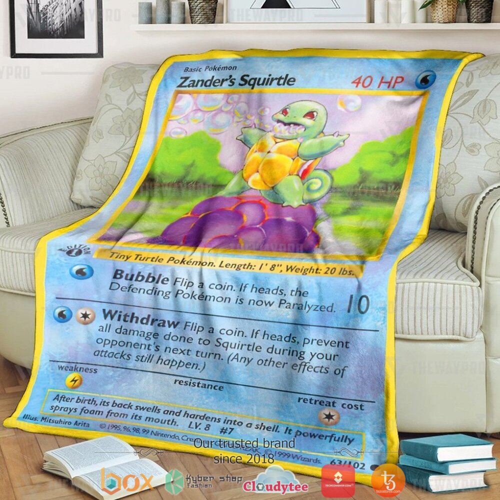 Anime Pokemon Zanders Squirtle First Edition Soft Blanket Anime Pokemon Zanders Squirtle First Edition Soft Blanket