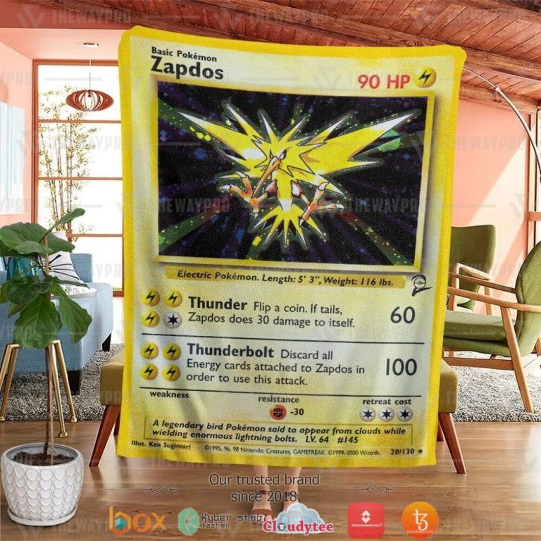 Anime-Pokemon-Zapdos-Base-Set-Soft-Blanket-1