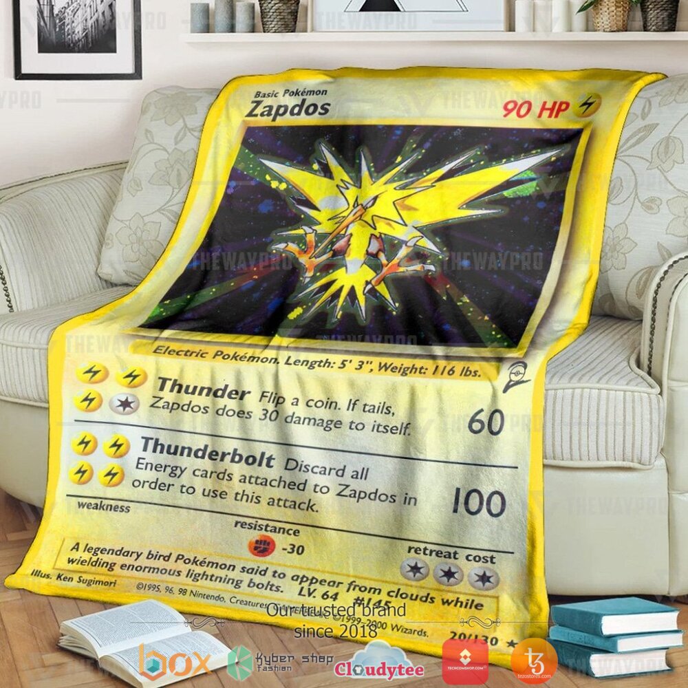 Anime Pokemon Zapdos Base Set Soft Blanket Anime Pokemon Zapdos Base Set Soft Blanket