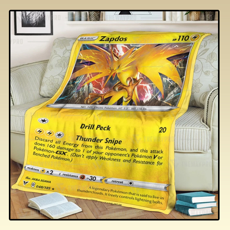 Anime-Pokemon-Zapdos-Vivid-Voltage-Custom-Soft-Blanket-1