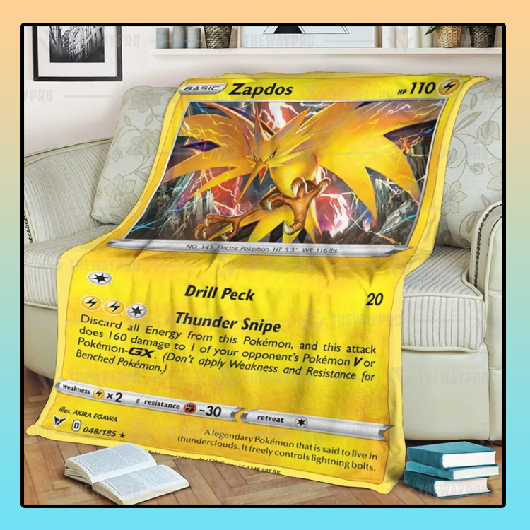 Anime-Pokemon-Zapdos-Vivid-Voltage-Custom-Soft-Blanket-2