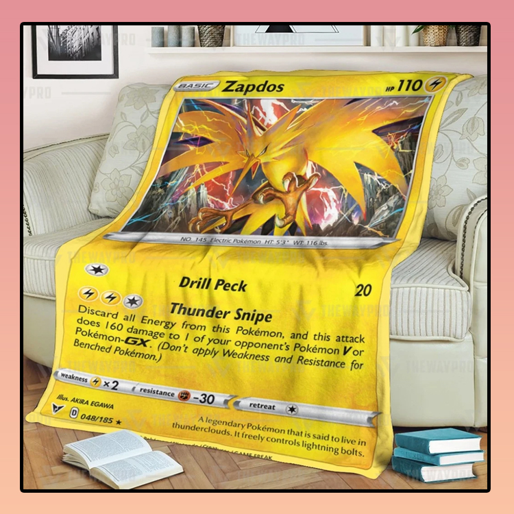 Anime-Pokemon-Zapdos-Vivid-Voltage-Custom-Soft-Blanket-3