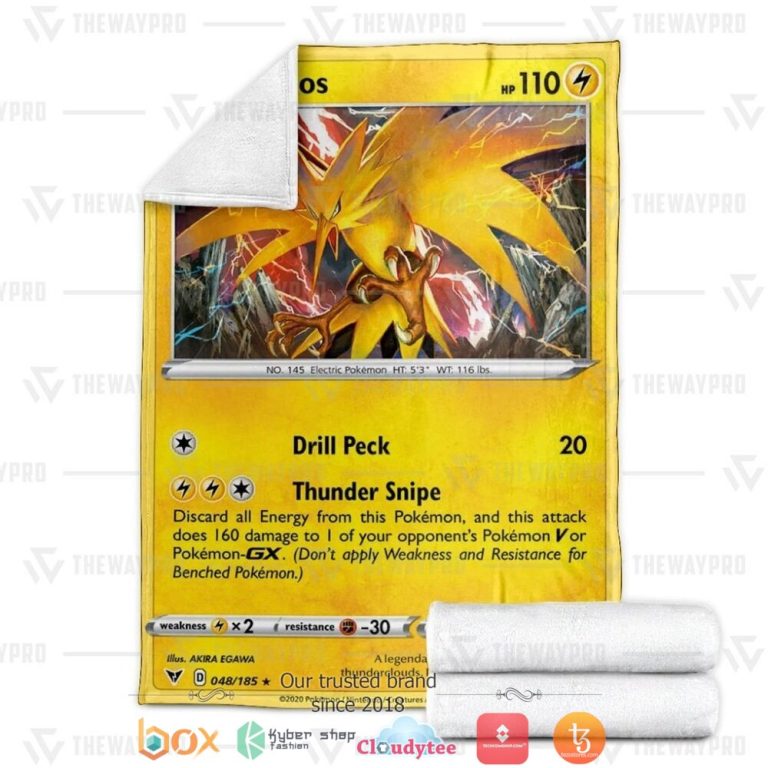 Anime-Pokemon-Zapdos-Vivid-Voltage-Soft-Blanket-2