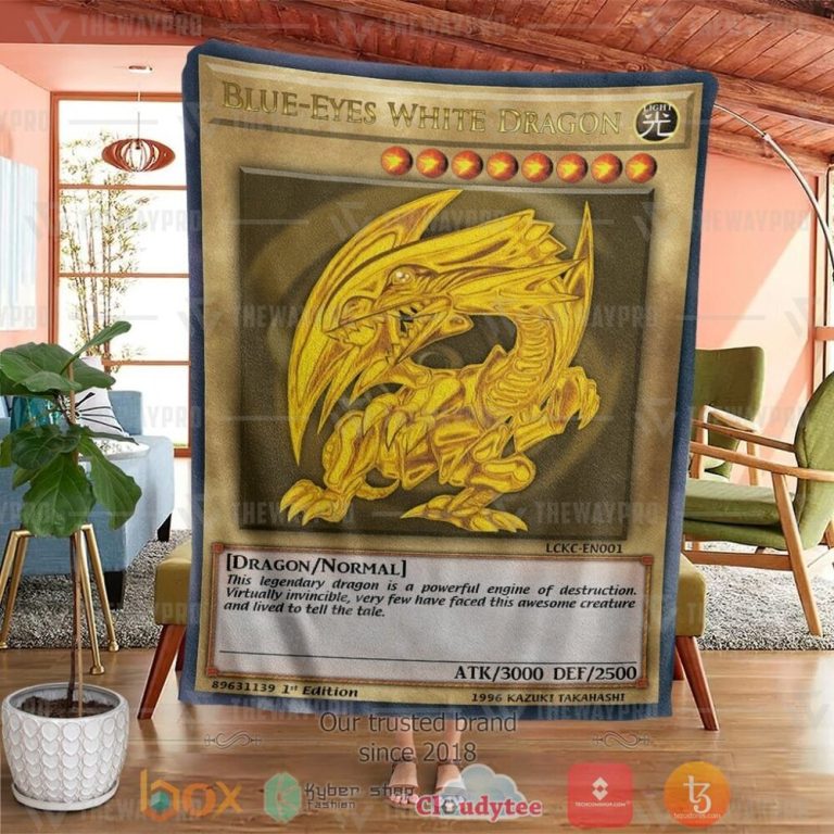 Anime-Ygo-Golden-Blue-Eyes-White-Dragon-Card-Custom-Soft-Blanket-1