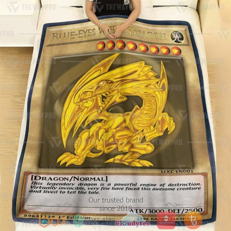 Anime-Ygo-Golden-Blue-Eyes-White-Dragon-Card-Custom-Soft-Blanket-2