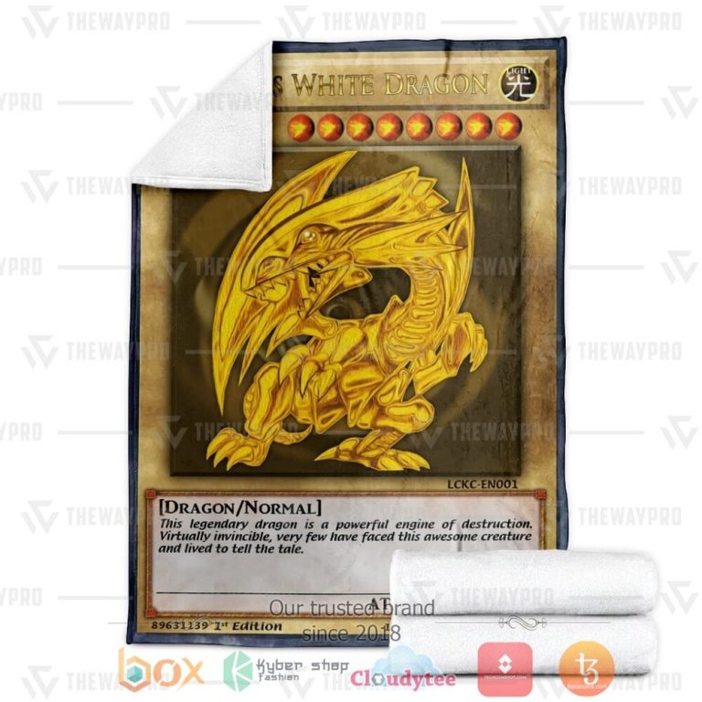 Anime-Ygo-Golden-Blue-Eyes-White-Dragon-Card-Custom-Soft-Blanket-3