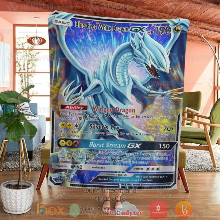 Anime-Ygo-Pkm-Blue-Eyes-White-Dragon-Gx-Custom-Soft-Blanket-3