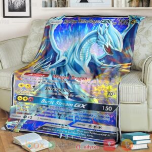 Anime Ygo Pkm Blue Eyes White Dragon Gx Custom Soft Blanket