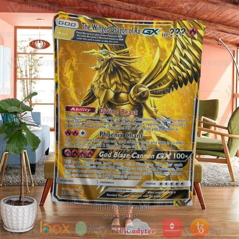 Anime-Ygo-Pkm-The-Winged-Dragon-Of-Ra-Custom-Soft-Blanket-3