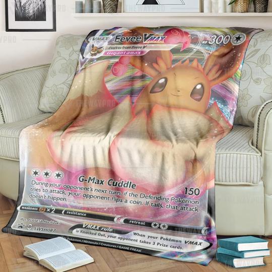 Animepokemon Eevee Vmax Custom Soft Blanket Animepokemon Eevee Vmax Custom Soft Blanket