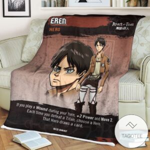 Aot Eren Card Attack On Titan Sherpa Blanket