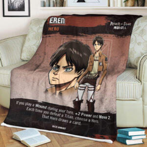 Attack On Titan Eren Card Sherpa Blanket