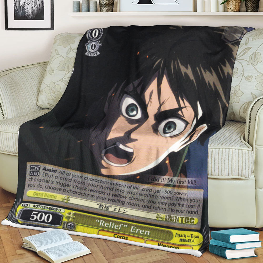Attack On Titan Relief Eren Sherpa Blanket Attack On Titan Relief Eren Sherpa Blanket