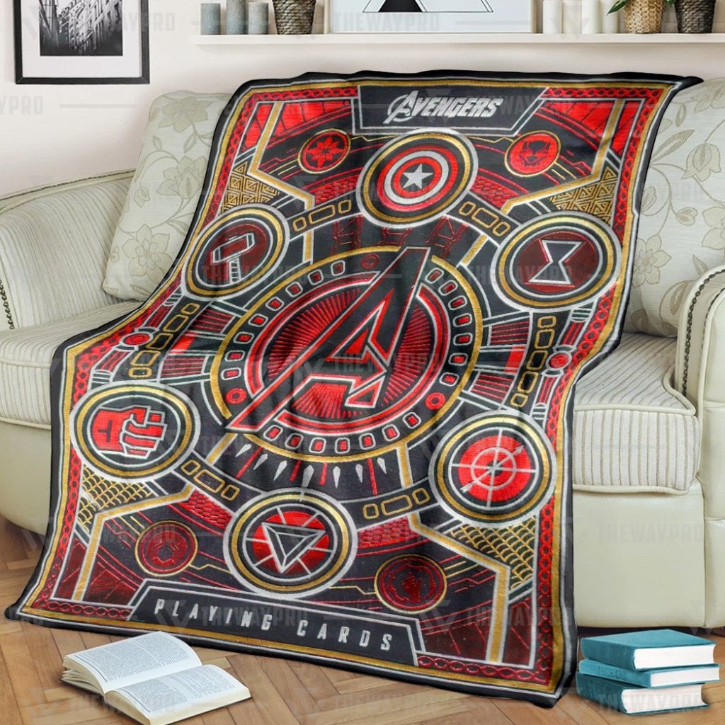 Avengers Playing Card Red Blanket Avengers Playing Card Red Blanket