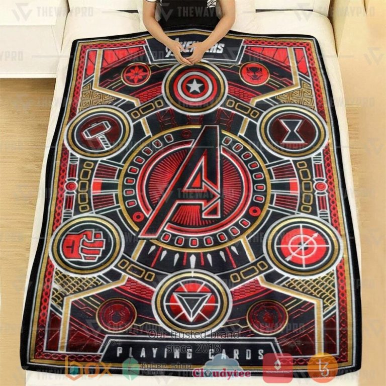 Avengers-Playing-Card-Red-Custom-Soft-Blanket-1