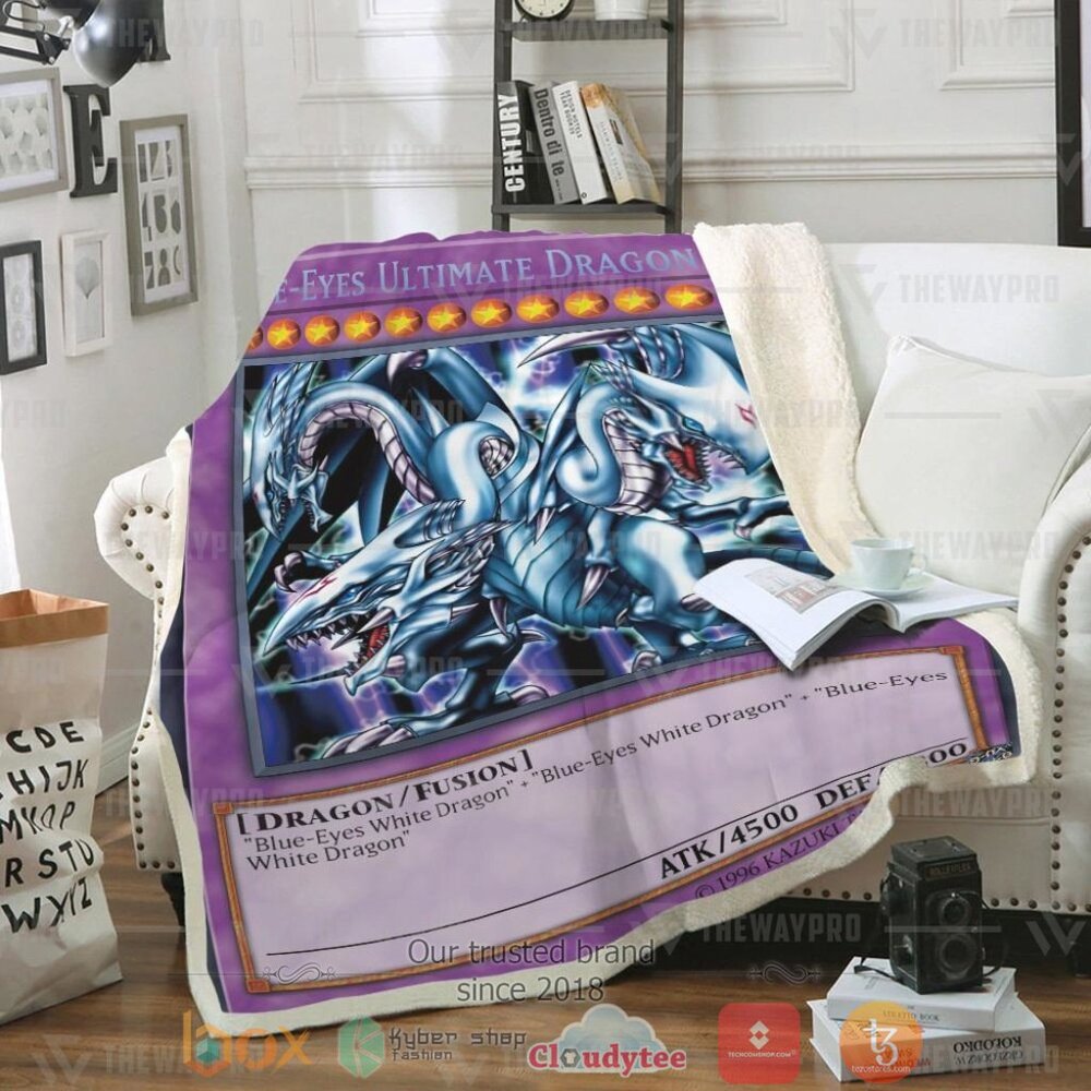 Blue Eyes Ultimate White Dragon Custom Soft Blanket Blue Eyes Ultimate White Dragon Custom Soft Blanket