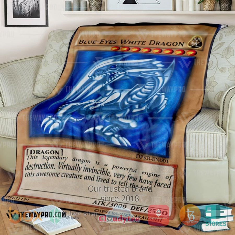 Blue Eyes White Dragon Card Soft Blanket Blue Eyes White Dragon Card Soft Blanket