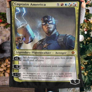 Captain America With Mjolnir Fleece Blanket