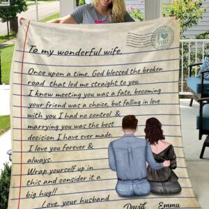 Custom Name Love Air Mail To My Wonderful Wife Once Upon A Time God Bless The Broken Road That Led Me Straight To You Your Husband Blanket