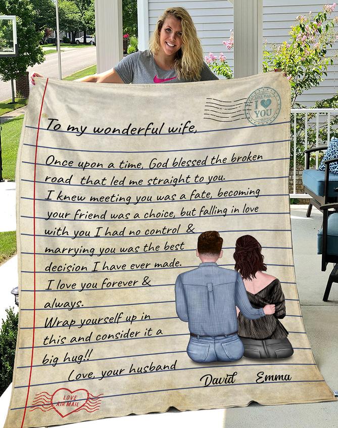 Custom Name Love Air Mail To My Wonderful Wife Once Upon A Time God Bless The Broken Road That Led Me Straight To You Your Husband Blanket Custom Name Love Air Mail To My Wonderful Wife Once Upon A Time God Bless The Broken Road That Led Me Straight To You Your Husband Blanket