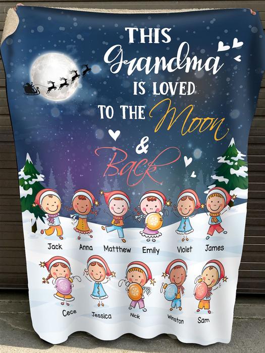 Custom Name This Grandma Is Loved To The Moon And Back Blanket Custom Name This Grandma Is Loved To The Moon And Back Blanket