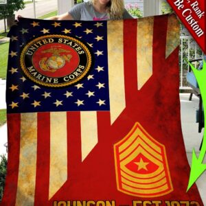 Custom Your Name United States Marine Corps All Over Printed Blanket