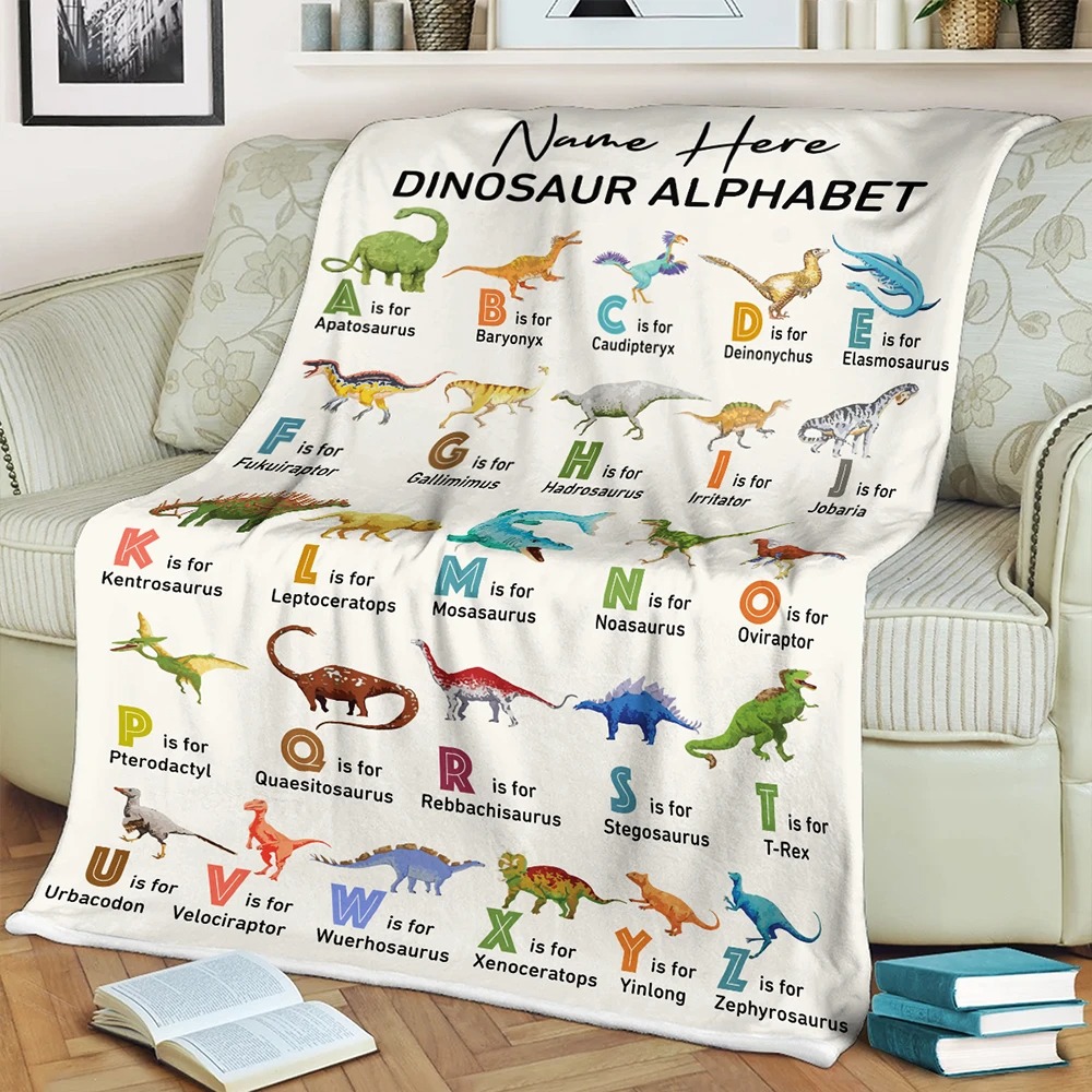 Dinosaur Alphabet Custom Personalized Blanket Dinosaur Alphabet Custom Personalized Blanket
