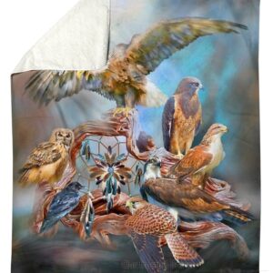 Eagle Native American Sherpa Fleece Blanket