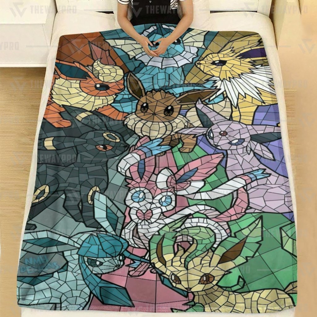 Eevee And Eeveelutions Pokemon Fleece Blanket Eevee And Eeveelutions Pokemon Fleece Blanket