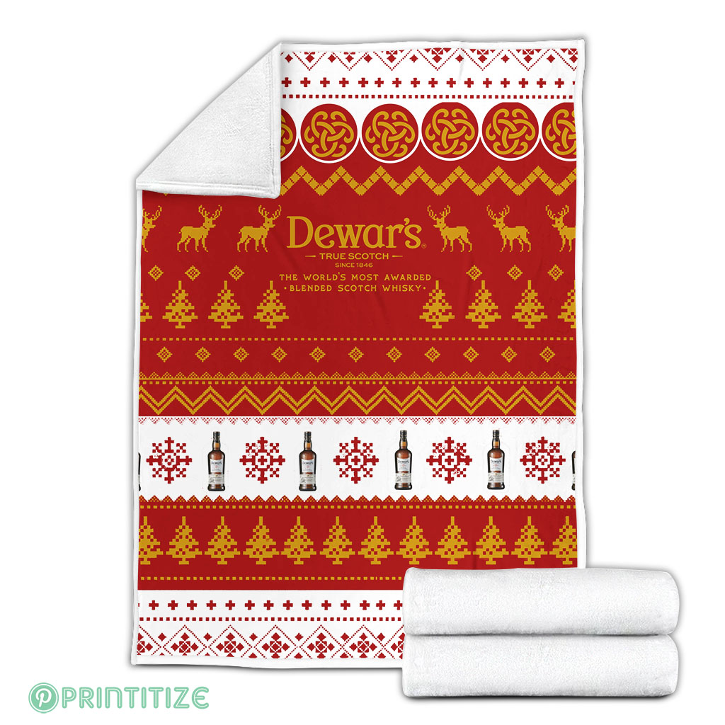 Dewars Ugly Xmas Whisky Fleece Blanket Dewars Ugly Xmas Whisky Fleece Blanket