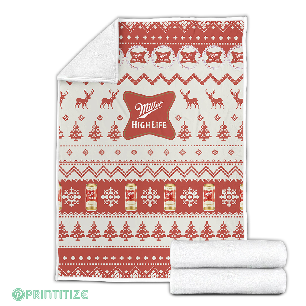Miller High Life Ugly Xmas Fleece Blanket Miller High Life Ugly Xmas Fleece Blanket