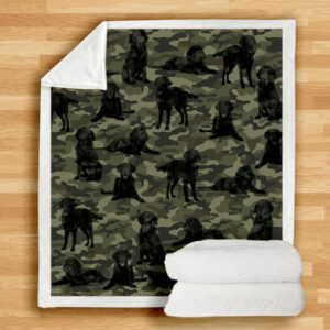 Flat Coated Retriever Camo Blanket