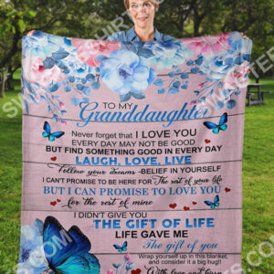 Floral Butterfly To My Granddaughter With Love And Kiss Blanket