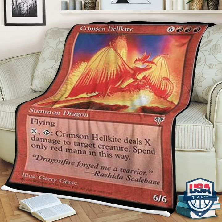 Game Magic The Gathering Crimson Hellkite Fleece Blanket Game Magic The Gathering Crimson Hellkite Fleece Blanket