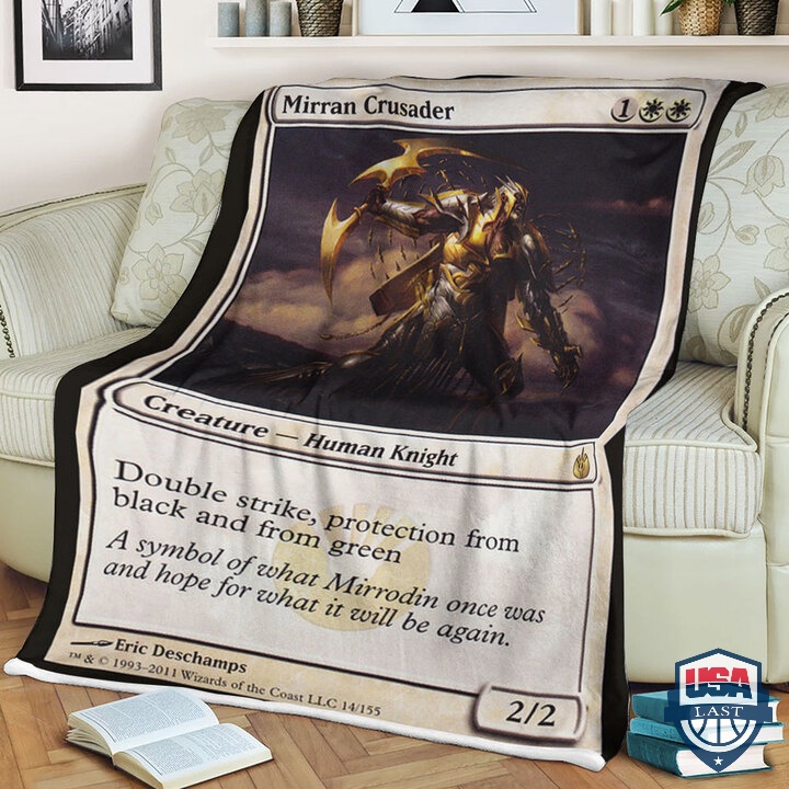 Game-Magic-The-Gathering-Fleece-Blanket-Mirran-Crusader-Card-1