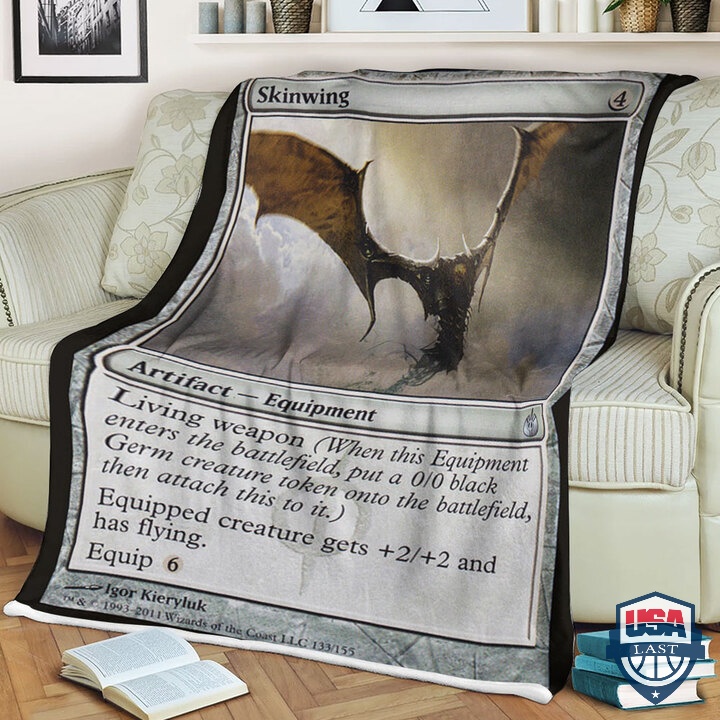 Game-Magic-The-Gathering-Fleece-Blanket-Skinwing-Card-1