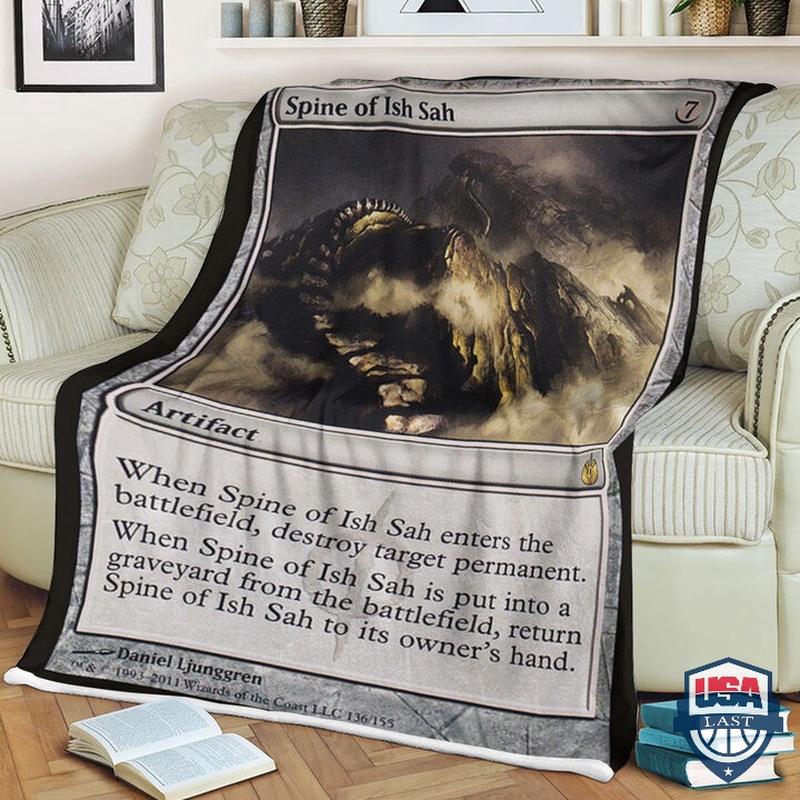 Game-Magic-The-Gathering-Fleece-Blanket-Spine-Of-Ish-Sah-Card-1