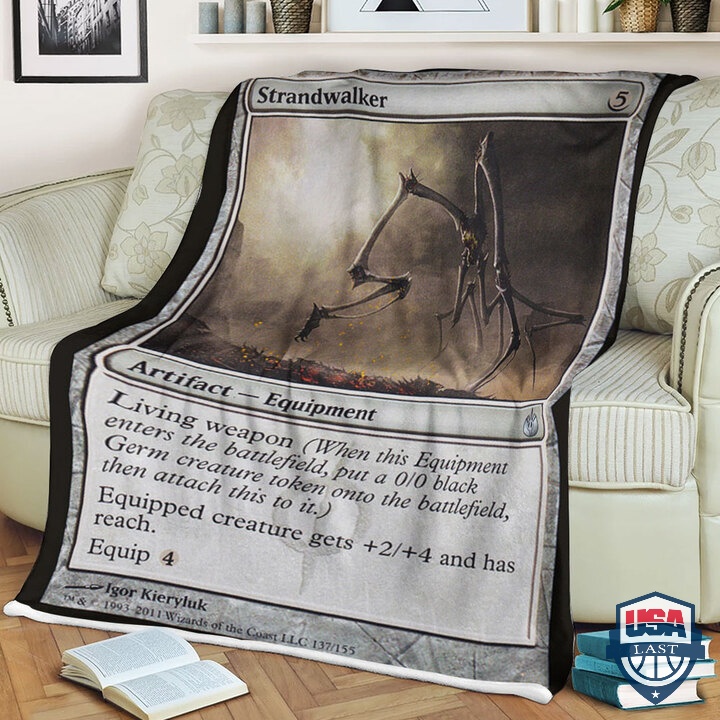 Game-Magic-The-Gathering-Fleece-Blanket-Strandwalker-Card-1