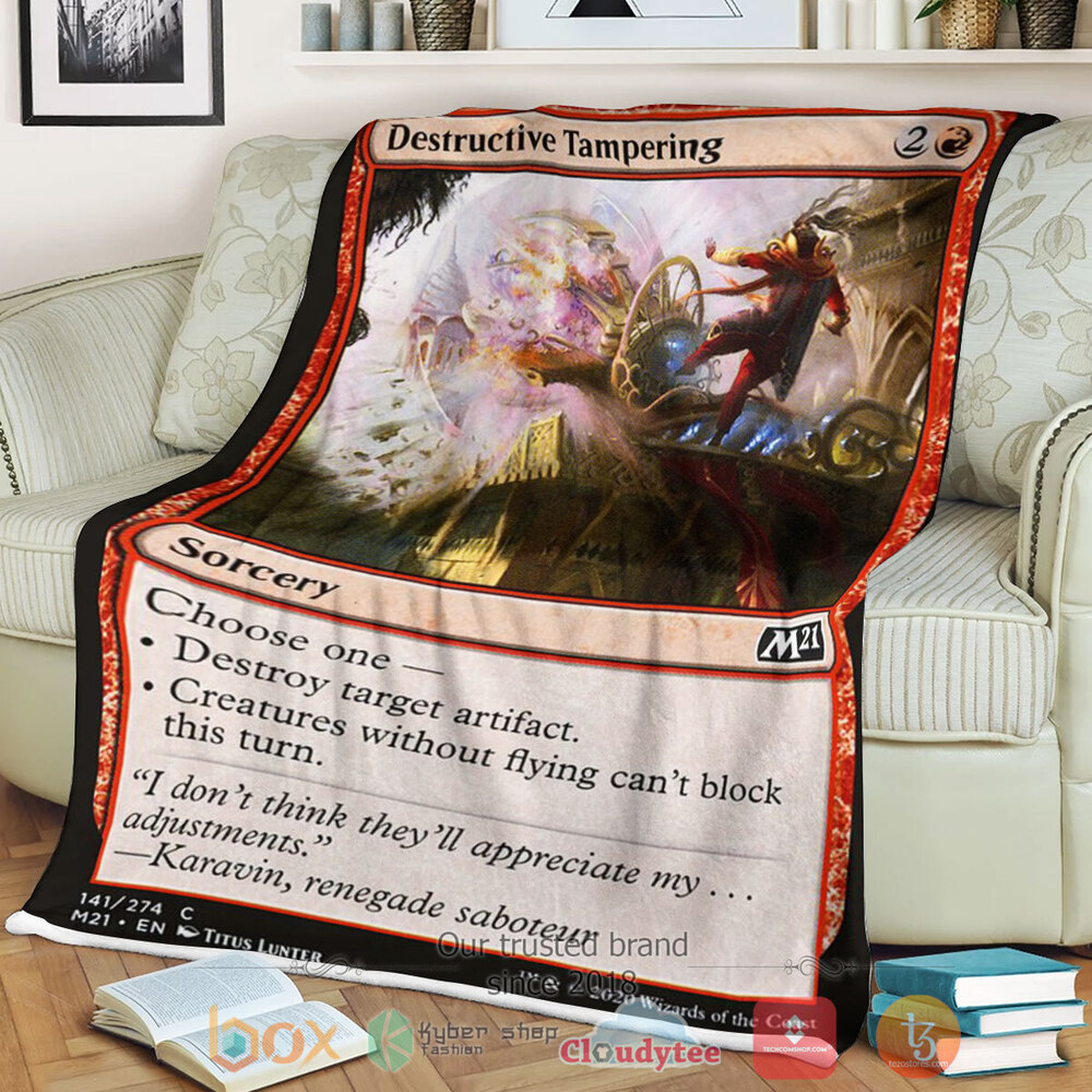 Game Magic The Gathering M21 141 Destructive Tampering Fleece Blanket Game Magic The Gathering M21 141 Destructive Tampering Fleece Blanket