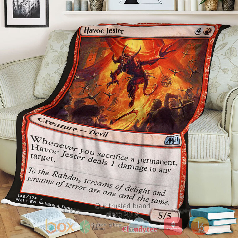 Game Magic The Gathering M21 149 Havoc Jester Fleece Blanket Game Magic The Gathering M21 149 Havoc Jester Fleece Blanket