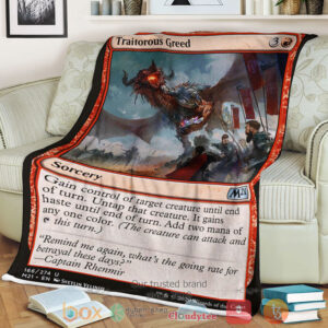 Game Magic The Gathering M21 166 Traitorous Greed Fleece Blanket