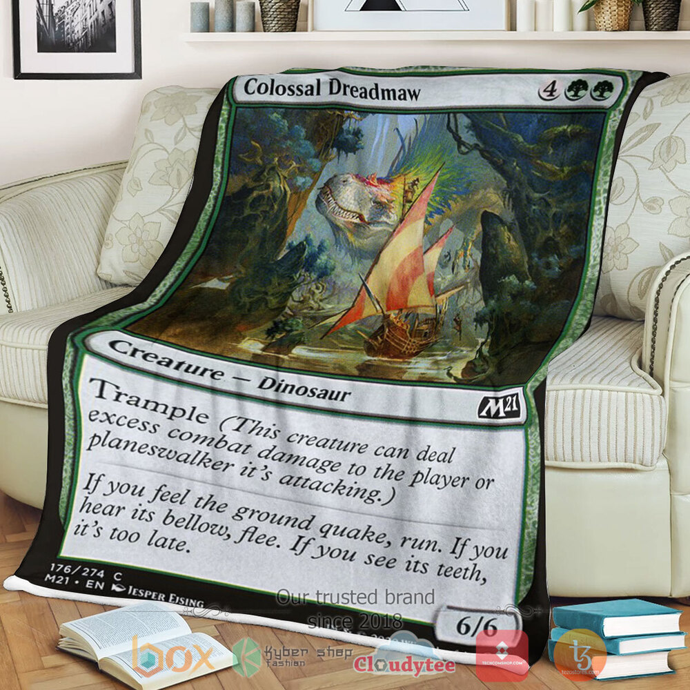 Game Magic The Gathering M21 176 Colossal Dreadmaw Fleece Blanket Game Magic The Gathering M21 176 Colossal Dreadmaw Fleece Blanket