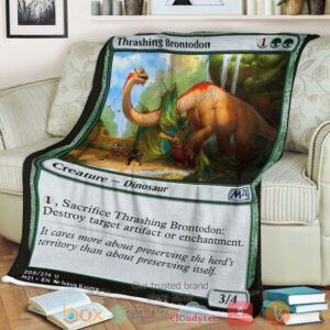 Game Magic The Gathering M21 209 Thrashing Brontodon Fleece Blanket