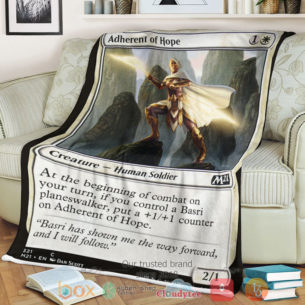 Game Magic The Gathering M21 321 Adherent Of Hope Fleece Blanket Game Magic The Gathering M21 321 Adherent Of Hope Fleece Blanket