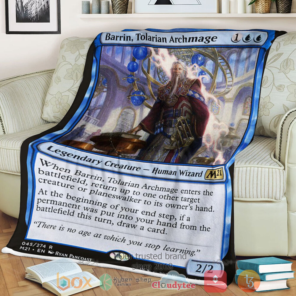 Game Magic The Gathering M21 45 Barrin Tolarian Archmage Fleece Blanket Game Magic The Gathering M21 45 Barrin Tolarian Archmage Fleece Blanket